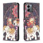 For Motorola Moto G14 4G Colored Drawing Pattern Leather Phone Case(Flowers Elephant)