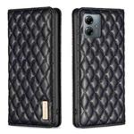 For Motorola Moto G14 4G Diamond Lattice Magnetic Leather Flip Phone Case(Black)