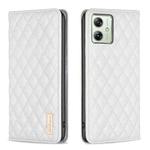 For Motorola Moto G54 5G EU Edition Diamond Lattice Magnetic Leather Flip Phone Case(White)