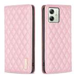 For Motorola Moto G54 5G EU Edition Diamond Lattice Magnetic Leather Flip Phone Case(Pink)