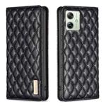 For Motorola Moto G54 5G EU Edition Diamond Lattice Magnetic Leather Flip Phone Case(Black)