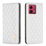 For Motorola Moto G84 Diamond Lattice Magnetic Leather Flip Phone Case(White)