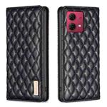 For Motorola Moto G84 Diamond Lattice Magnetic Leather Flip Phone Case(Black)