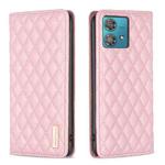 For Motorola Edge 40 Neo Diamond Lattice Magnetic Leather Flip Phone Case(Pink)