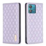 For Motorola Edge 40 Neo Diamond Lattice Magnetic Leather Flip Phone Case(Purple)