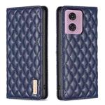 For Motorola Moto G34 5G Diamond Lattice Magnetic Leather Flip Phone Case(Blue)