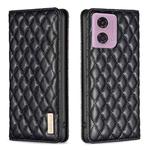 For Motorola Moto G34 5G Diamond Lattice Magnetic Leather Flip Phone Case(Black)