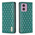 For Motorola Moto G24 Diamond Lattice Magnetic Leather Flip Phone Case(Green)