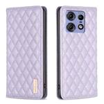 For Motorola Edge 50 Pro 5G Diamond Lattice Magnetic Leather Flip Phone Case(Purple)