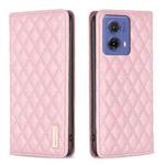 For Motorola Moto G85 Diamond Lattice Magnetic Leather Flip Phone Case(Pink)