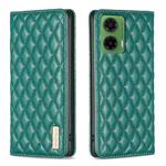 For Motorola Moto G35 Diamond Lattice Magnetic Leather Flip Phone Case(Green)