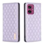 For Motorola Moto G55 Diamond Lattice Magnetic Leather Flip Phone Case(Purple)