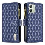 For Motorola Moto G54 5G EU Edition Diamond Lattice Zipper Wallet Leather Flip Phone Case(Blue)
