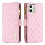 For Motorola Moto G54 5G EU Edition Diamond Lattice Zipper Wallet Leather Flip Phone Case(Pink)