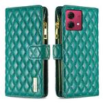 For Motorola Moto G84 Diamond Lattice Zipper Wallet Leather Flip Phone Case(Green)