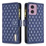 For Motorola Moto G24 / E14 / G04 Diamond Lattice Zipper Wallet Leather Flip Phone Case(Blue)