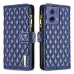 For Motorola Moto G85 Diamond Lattice Zipper Wallet Leather Flip Phone Case(Blue)