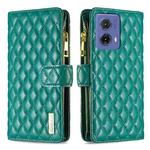 For Motorola Moto G85 Diamond Lattice Zipper Wallet Leather Flip Phone Case(Green)