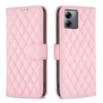 For Motorola Moto G14 4G Diamond Lattice Wallet Flip Leather Phone Case(Pink)