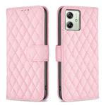 For Motorola Moto G54 5G EU Edition Diamond Lattice Wallet Flip Leather Phone Case(Pink)