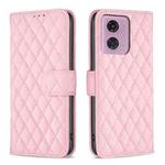 For Motorola Moto G34 5G Diamond Lattice Wallet Flip Leather Phone Case(Pink)