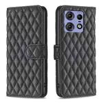 For Motorola Edge 50 Pro 5G Diamond Lattice Wallet Flip Leather Phone Case(Black)