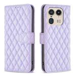 For Motorola Edge 50 Ultra Diamond Lattice Wallet Flip Leather Phone Case(Purple)