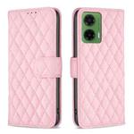 For Motorola Moto G35 Diamond Lattice Wallet Flip Leather Phone Case(Pink)