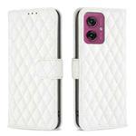 For Motorola Moto G55 Diamond Lattice Wallet Flip Leather Phone Case(White)