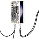 For Samsung Galaxy S23 FE 5G Electroplating Dual-side IMD Phone Case with Lanyard(Totem Elephant)