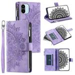 For Xiaomi Redmi A1 4G Multi-Card Totem Zipper Leather Phone Case(Purple)