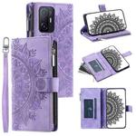 For Xiaomi 11T Multi-Card Totem Zipper Leather Phone Case(Purple)