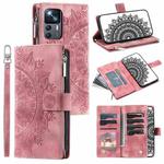 For Xiaomi 12T / 12T Pro Multi-Card Totem Zipper Leather Phone Case(Pink)