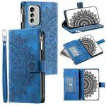 For Nokia G60 Multi-Card Totem Zipper Leather Phone Case(Blue)
