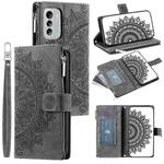 For Nokia G60 Multi-Card Totem Zipper Leather Phone Case(Grey)