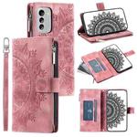 For Nokia G60 Multi-Card Totem Zipper Leather Phone Case(Pink)