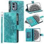 For Nokia X30 Multi-Card Totem Zipper Leather Phone Case(Green)