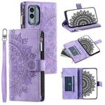 For Nokia X30 Multi-Card Totem Zipper Leather Phone Case(Purple)