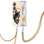 For Honor 90 Electroplating Dual-side IMD Phone Case with Lanyard(Lucky Dog)