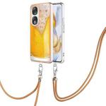 For Honor 90 Electroplating Dual-side IMD Phone Case with Lanyard(Draft Beer)