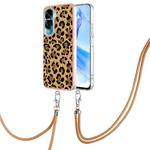 For Honor 90 Lite 5G Electroplating Dual-side IMD Phone Case with Lanyard(Leopard Print)