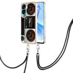 For Honor 90 Lite 5G Electroplating Dual-side IMD Phone Case with Lanyard(Retro Radio)