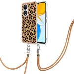 For Honor X7 Electroplating Dual-side IMD Phone Case with Lanyard(Leopard Print)