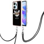 For Honor X7a Electroplating Dual-side IMD Phone Case with Lanyard(Natural Growth)