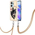 For Honor X7a Electroplating Dual-side IMD Phone Case with Lanyard(Lucky Dog)