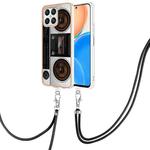 For Honor X8 4G Electroplating Dual-side IMD Phone Case with Lanyard(Retro Radio)