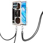 For Honor X8a Electroplating Dual-side IMD Phone Case with Lanyard(Retro Radio)