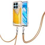 For Honor X8a Electroplating Dual-side IMD Phone Case with Lanyard(Draft Beer)