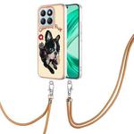 For Honor X8b Electroplating Dual-side IMD Phone Case with Lanyard(Lucky Dog)