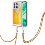 For Honor X8b Electroplating Dual-side IMD Phone Case with Lanyard(Draft Beer)